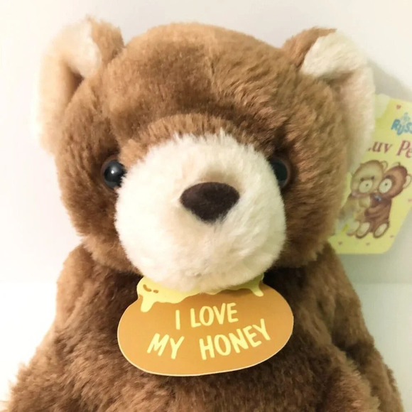 Vtg Russ Luv Pets I Love  My Honey Bear 6 Inch Tall Stuffed Animal Plush - Picture 2 of 16